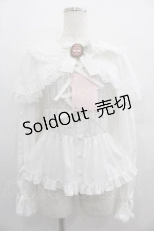 画像: metamorphose / 木漏れ日のトロイメライ ケープ付き長袖ブラウス  白 I-25-05-07-019-ME-BL-HD-ZI