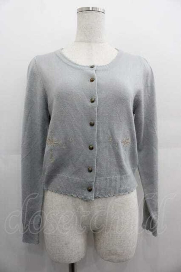 画像1: Amavel / クロス刺繍ニットカーディガン  サックス I-25-05-07-022-CA-TO-HD-ZI (1)