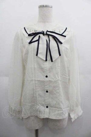 画像: axes femme POETIQUE / リボン付ストロベリー刺繍ブラウス M ベージュ I-25-05-07-025-AX-BL-HD-ZI