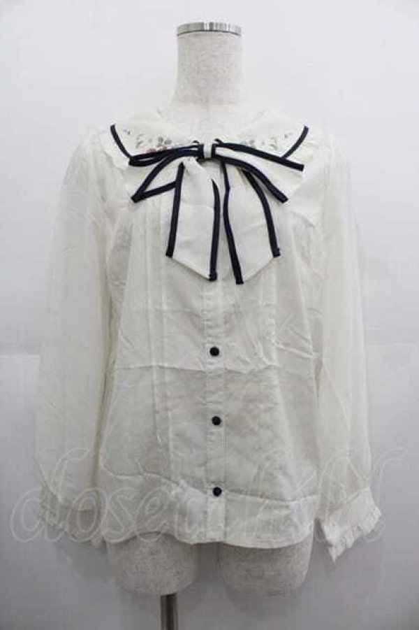 画像1: axes femme POETIQUE / リボン付ストロベリー刺繍ブラウス M ベージュ I-25-05-07-025-AX-BL-HD-ZI (1)