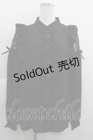 画像: axes femme POETIQUE / 肩レースデザインブラウス M ブラック I-25-05-07-030-AX-BL-HD-ZI