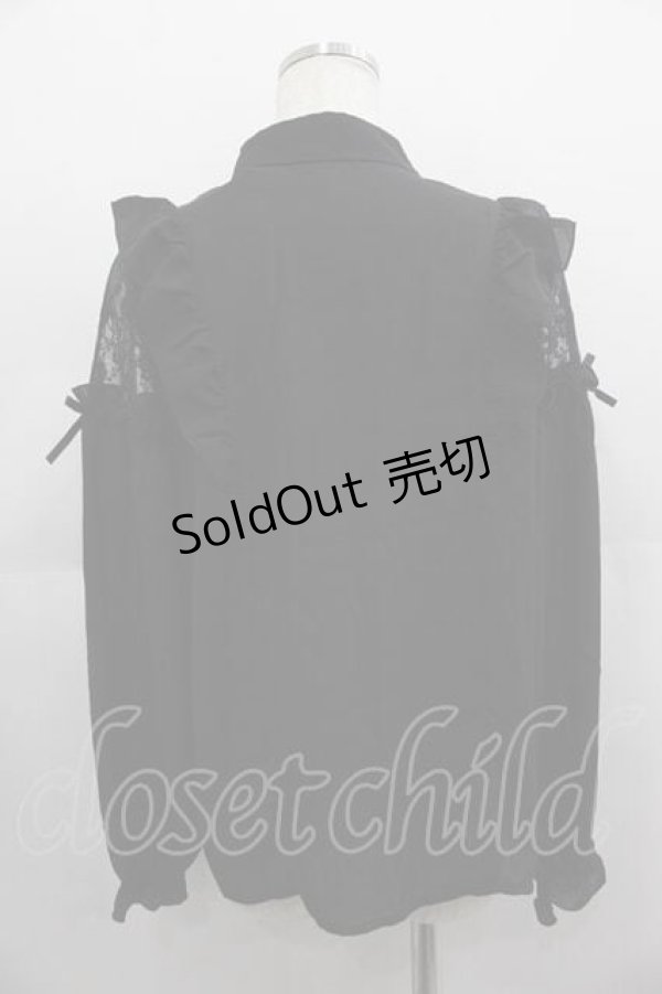 画像2: axes femme POETIQUE / 肩レースデザインブラウス M ブラック I-25-05-07-030-AX-BL-HD-ZI (2)
