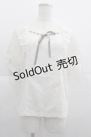 画像: axes femme POETIQUE / ヒマワリ刺繍フリルカットプルオーバー M キナリ I-25-05-07-031-AX-TO-HD-ZI