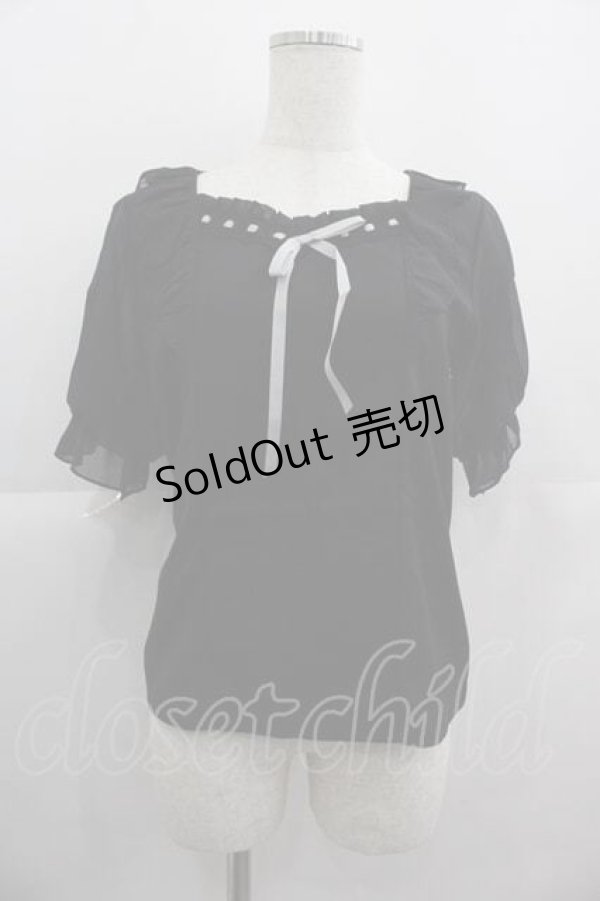 画像1: axes femme POETIQUE / ヒマワリ刺繍フリルカットプルオーバー M ブラック I-25-05-07-033-AX-TO-HD-ZI (1)