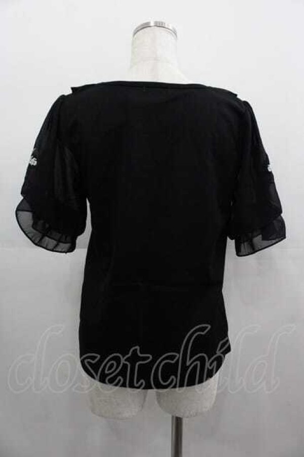 画像2: axes femme POETIQUE / ヒマワリ刺繍フリルカットプルオーバー M ブラック I-25-05-07-033-AX-TO-HD-ZI (2)