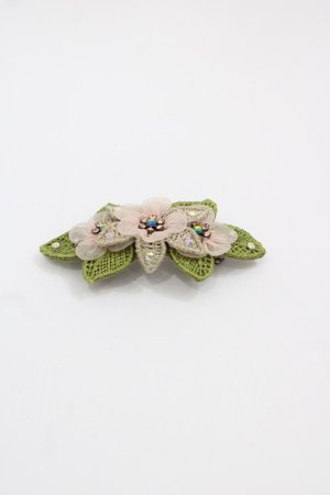 画像: Michal Negrin / フラワーバレッタ  ピンクＸ緑 I-25-05-08-081-LO-AC-HD-ZI