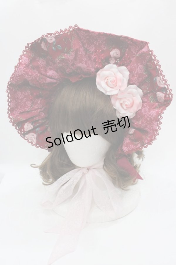 画像1: Angelic Pretty / True Rose Storyハーフボンネット  ワイン I-25-05-08-115-AP-AC-HD-ZI (1)