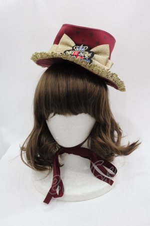 画像: ALICE and the PIRATES / くまキング柄ミニハット B ボルドー I-25-05-08-121-PA-AC-HD-ZI