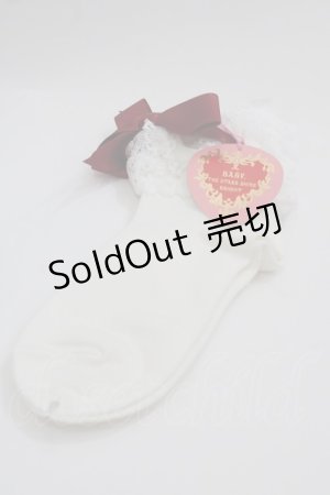 画像: BABY,THE STARS SHINE BRIGHT / トーションレースクルー丈ソックス  白Ｘ赤 I-25-05-08-014-BA-ZA-HD-ZI