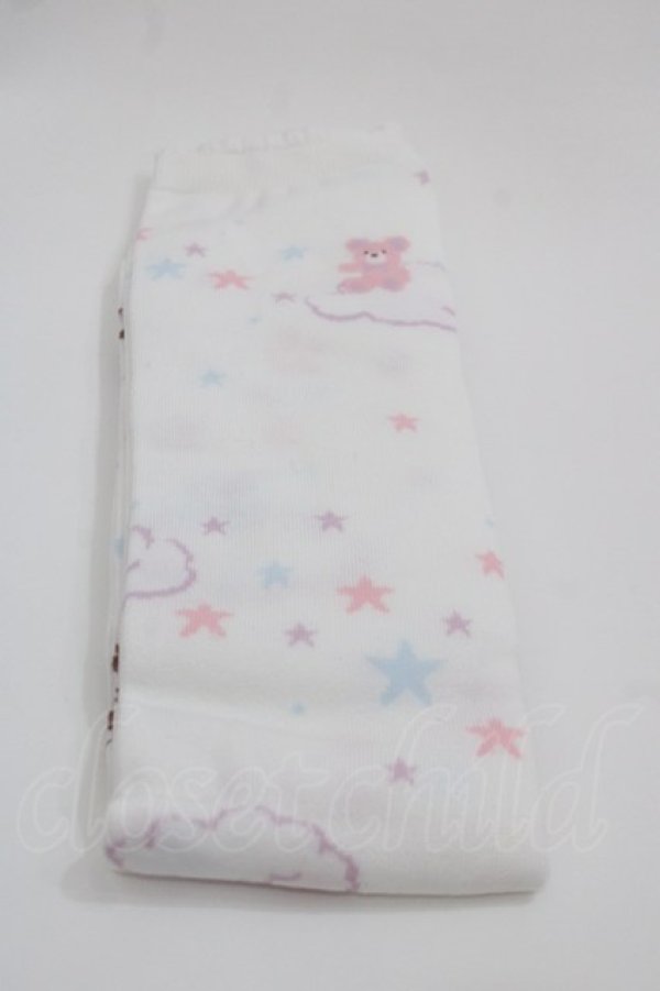 画像1: BABY,THE STARS SHINE BRIGHT / Toy's Fluffy Dream柄オーバーニーソックス  白 I-25-05-08-031-BA-ZA-HD-ZI (1)