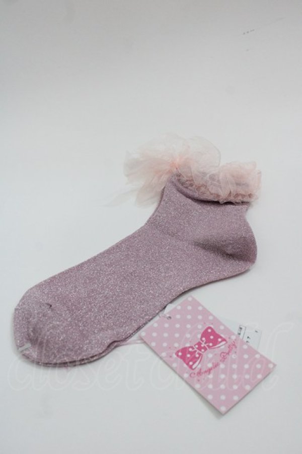 画像1: Angelic Pretty / Twinkle Glitterクルー丈ソックス  ピンク I-25-05-08-005-AP-ZA-HD-ZI (1)