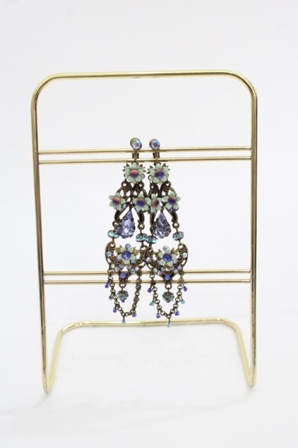 画像1: Michal Negrin / フラワーしずくストーン垂れイヤリング  グリーンＸAGD I-25-05-11-006-LO-AC-HD-ZI (1)