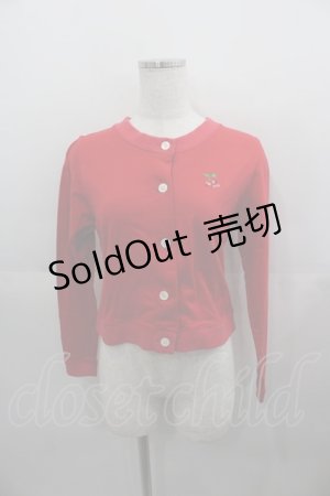 画像: MILK / チェリー刺繍カットカーディガン  赤 I-25-05-11-062-ML-TO-HD-ZI