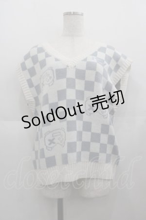 画像: LOLITAその他(お買取対象外) / コントローラー市松柄ニットベスト  白Ｘブルーグレー I-25-05-11-063-LO-TO-HD-ZI