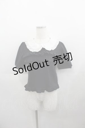 画像: Ank Rouge / フリル襟半袖トップス  黒Ｘ白 I-25-05-11-070-CA-TO-HD-ZI