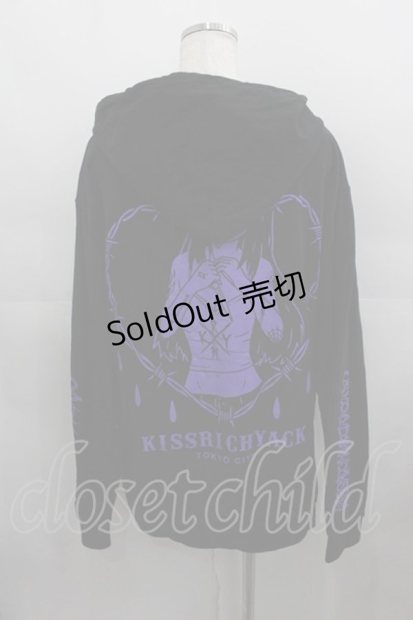 画像2: KRY CLOTHING / 「HAMONOONNA」パーカー  黒Ｘ紫 I-25-05-11-077-EL-TO-HD-ZI (2)