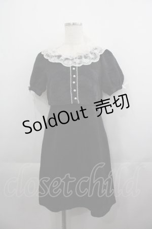 画像: pium / レースカラージャガードミニワンピース  黒Ｘ白 I-25-05-11-111-LO-OP-HD-ZI