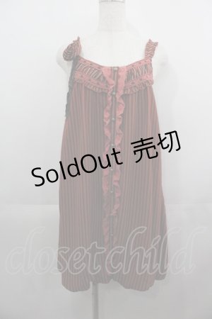 画像: axes femme / ストライプバルーンキャミワンピース  ボルドー I-25-05-11-112-AX-OP-HD-ZI