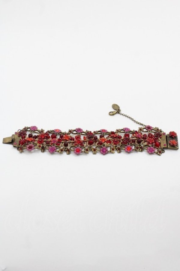 画像1: Michal Negrin / フラワーチェーンブレスレット  赤ＸAGD I-25-05-11-015-LO-AC-HD-ZI (1)