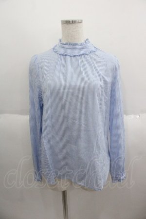 画像: Franche Lippee / ストライプハイネックブラウス  青Ｘ白 I-25-05-14-045-LO-BL-HD-ZI