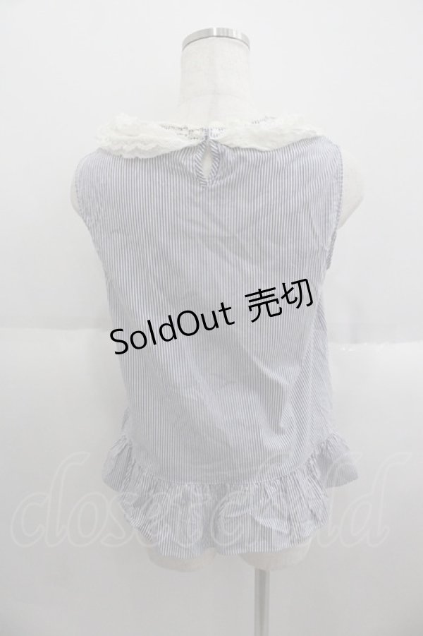 画像2: Franche Lippee / レース襟ノースリーブストライプブラウス  ネイビーＸ白 I-25-05-14-046-LO-BL-HD-ZI (2)