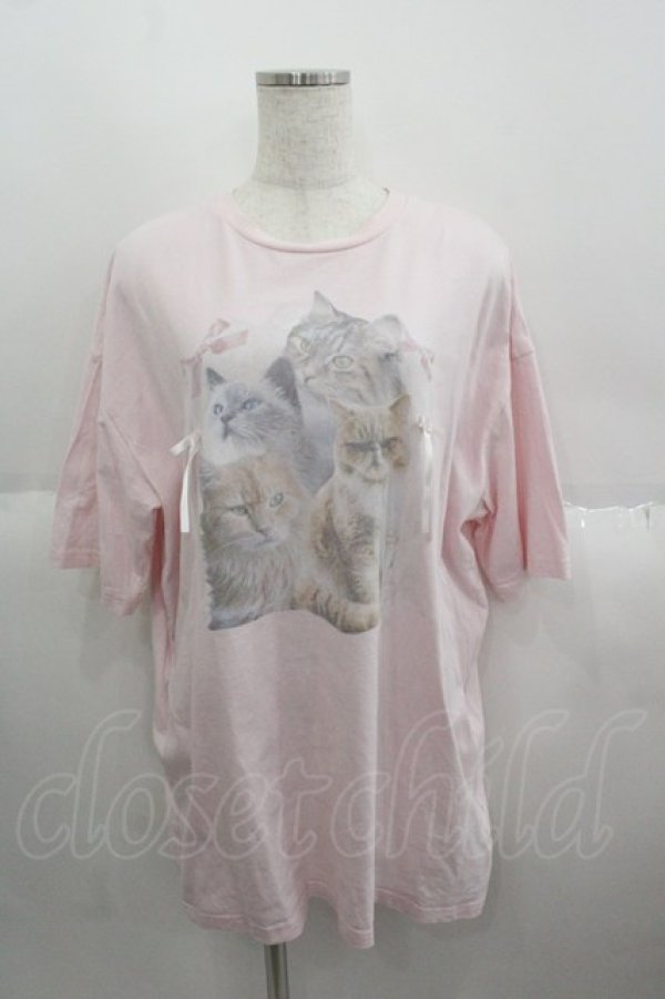画像1: merry jenny / cat ribbon big tee  ピンク I-25-05-14-054-LO-TO-HD-ZI (1)