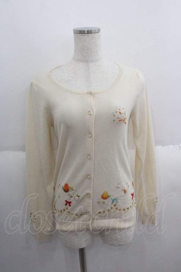 画像1: Cherir la femme / パーティ刺繍ニットカーディガン  アイボリー I-25-05-14-065-LO-TO-HD-ZI (1)