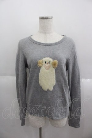 画像: franche lippee black / ボアアニマルカットソー  グレーＸアイボリー I-25-05-14-069-LO-TO-HD-ZI