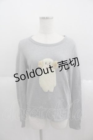 画像: franche lippee black / ボアアニマルカットソー  グレーＸアイボリー I-25-05-14-069-LO-TO-HD-ZI
