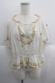 画像1: Franche Lippee / フラワー刺繍半袖ブラウス  白Ｘカラフル I-25-05-14-070-LO-BL-HD-ZI (1)
