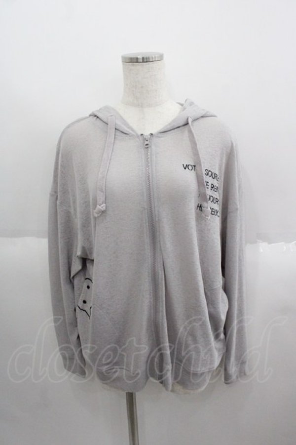 画像1: Rydia / 英字刺繍パーカー  グレーＸ黒 I-25-05-14-073-PU-TO-HD-ZI (1)