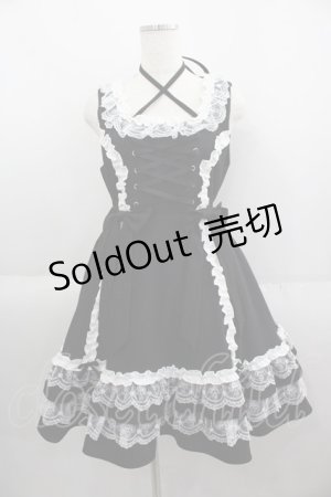 画像: DearMyLoveEmily / ミルフィーユフリルジャンパースカート M 黒Ｘ白 I-25-05-14-107-LO-OP-HD-ZI