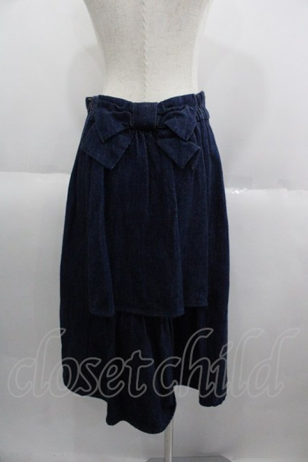 画像2: Franche Lippee / ウエストリボンデニムスカート  青デニム I-25-05-14-115-LO-SK-HD-ZI (2)