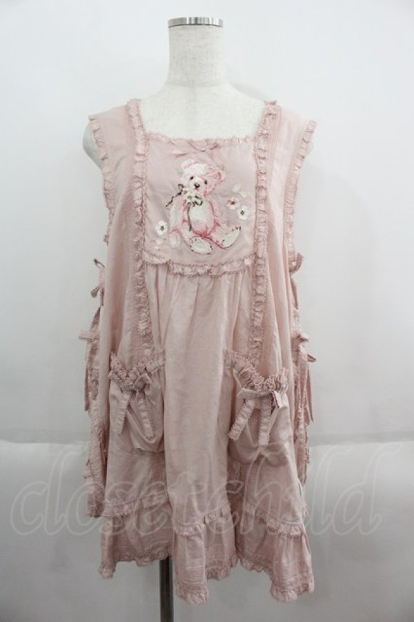 画像1: PINK HOUSE / 桜Teddy刺繍使いローンタブリエ  ピンク I-25-05-19-070-LO-TO-HD-ZI (1)