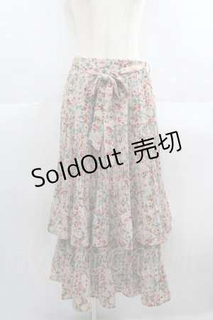 画像: axes femme / 花柄プリーツティアードスカート  ベージュ I-25-05-19-086-AX-SK-SZ-ZT495