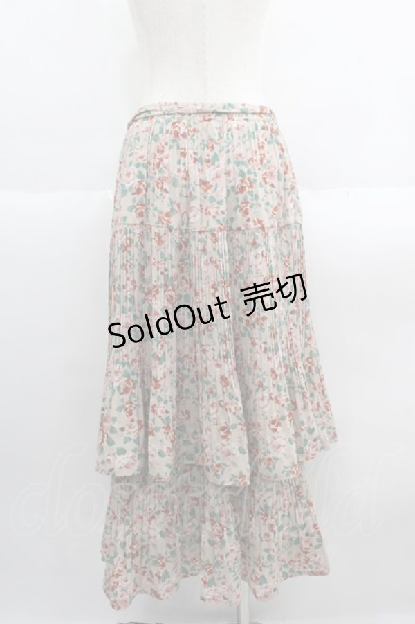 画像2: axes femme / 花柄プリーツティアードスカート  ベージュ I-25-05-19-086-AX-SK-SZ-ZT495 (2)