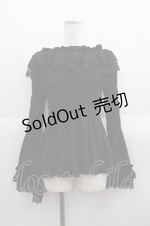 画像: ATELIER PIERROT / Shirring princess sleeve blouse  ブラック I-25-05-19-015-EL-BL-HD-ZI