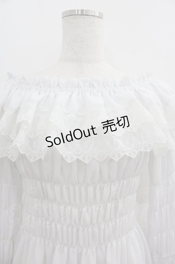 画像2: ATELIER PIERROT / Shirring princess sleeve blouse  白 I-25-05-19-016-EL-BL-HD-ZI (2)
