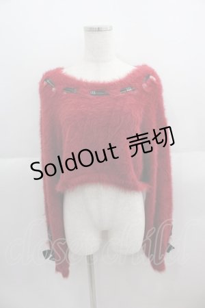画像: axes femme kawaii / ルーズシャギーニットプルオーバー  レッド I-25-05-19-025-AX-TO-HD-ZI