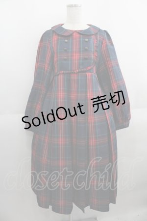 画像: FLC / 皆方由衣コラボ MINA*タータンチェックワンピース M 赤Ｘ紺 I-25-05-23-051-LO-OP-HD-ZI