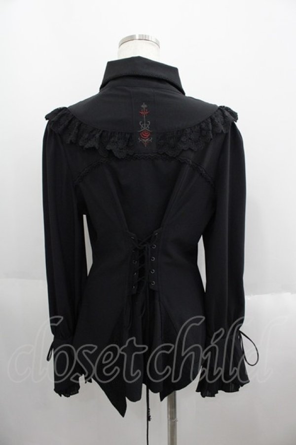 画像2: Ozz oneste / 薔薇刺繍ジャボタイ付きブラウス  ブラック I-25-05-23-007-OO-BL-HD-ZI (2)