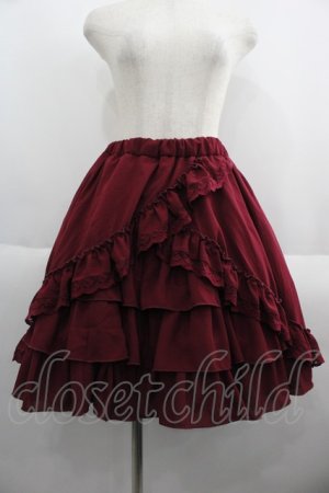 画像: ATELIER PIERROT / Victorian Ruffle Chiffon Skirt  ボルドー I-25-05-23-084-EL-SK-HD-ZI