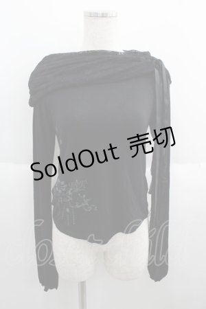 画像: GRAMM / レース襟ぐり長袖カットソー  黒 I-25-05-23-018-HN-TO-HD-ZI