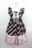 画像1: Angelic Pretty / MELODY TOYSハイウエストジャンパースカート  黒 I-25-05-23-027-AP-OP-HD-ZI (1)