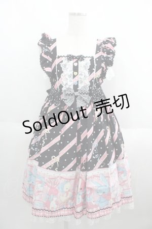 画像: Angelic Pretty / MELODY TOYSハイウエストジャンパースカート  黒 I-25-05-23-027-AP-OP-HD-ZI