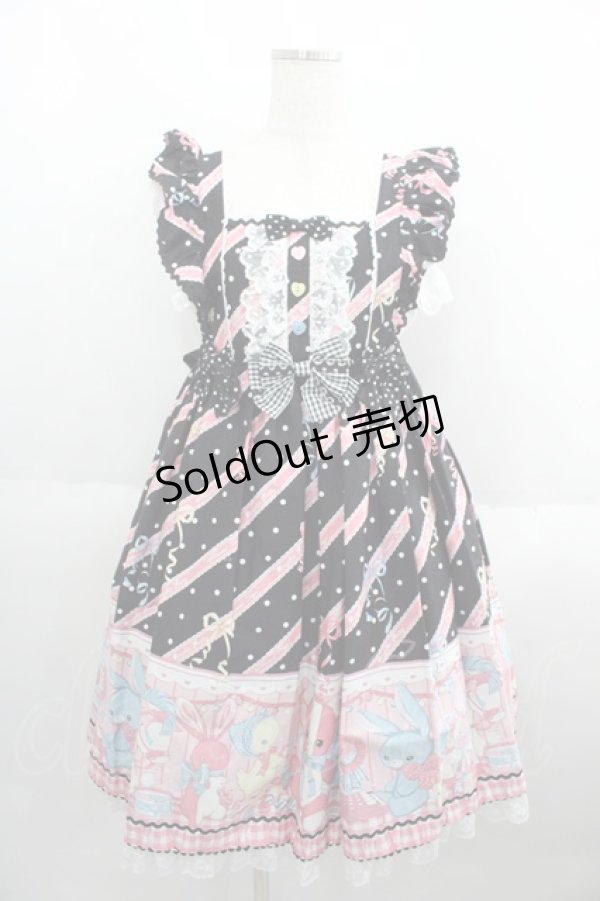 画像1: Angelic Pretty / MELODY TOYSハイウエストジャンパースカート  黒 I-25-05-23-027-AP-OP-HD-ZI (1)
