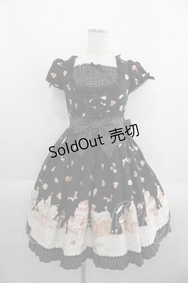 画像1: Angelic Pretty / お菓子の国ワンピース  黒 I-25-05-29-054-AP-OP-HD-ZI (1)