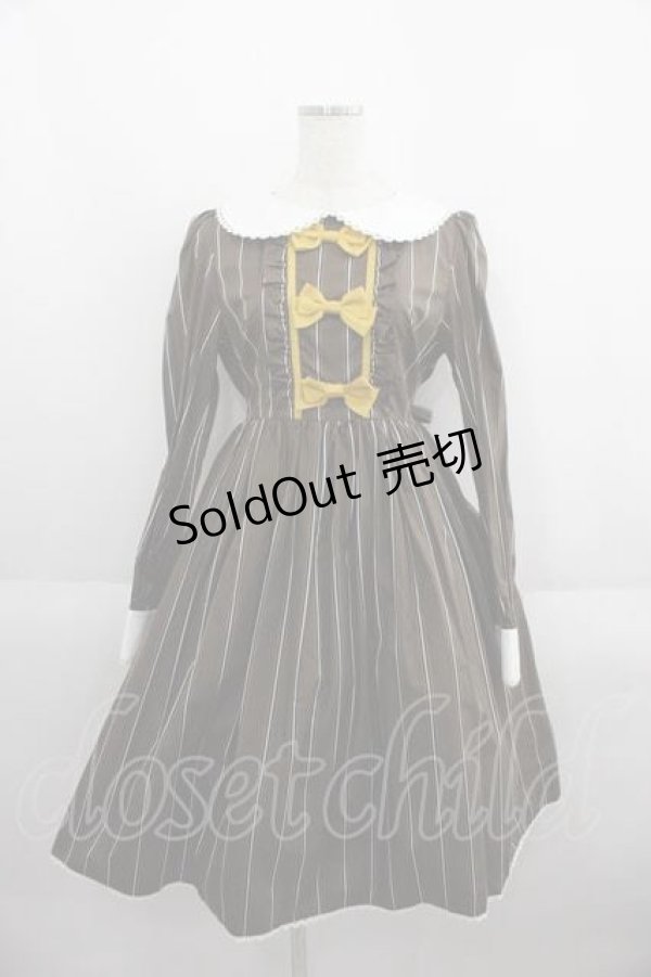 画像1: ALICE and the PIRATES / チュロスストライプワンピース  ブラウン I-25-05-29-055-PA-OP-HD-ZI (1)