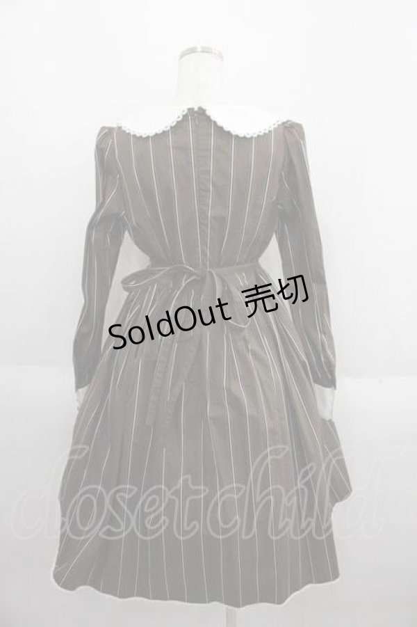 画像2: ALICE and the PIRATES / チュロスストライプワンピース  ブラウン I-25-05-29-055-PA-OP-HD-ZI (2)