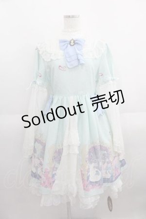 画像: To Alice / スワンプリントシフォン袖ワンピース M ミントＸ白 I-25-05-29-061-LO-OP-HD-ZI